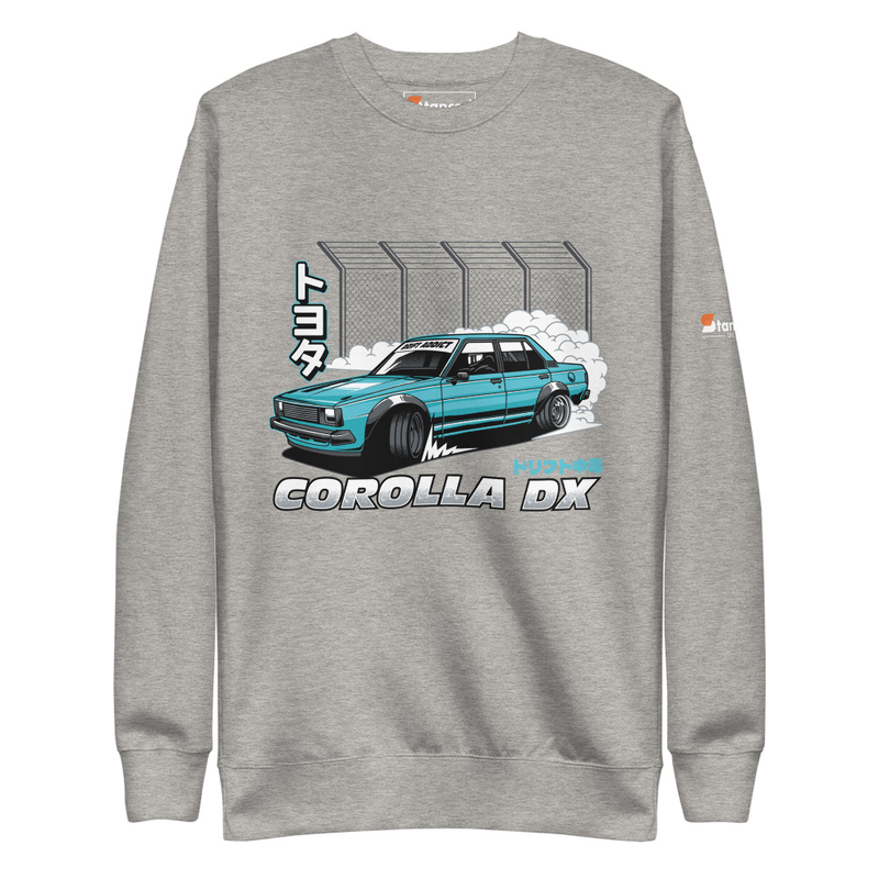 Toyota Corolla DX Drift Addict Graphic Unisex Premium Sweatshirt - Carbon Grey