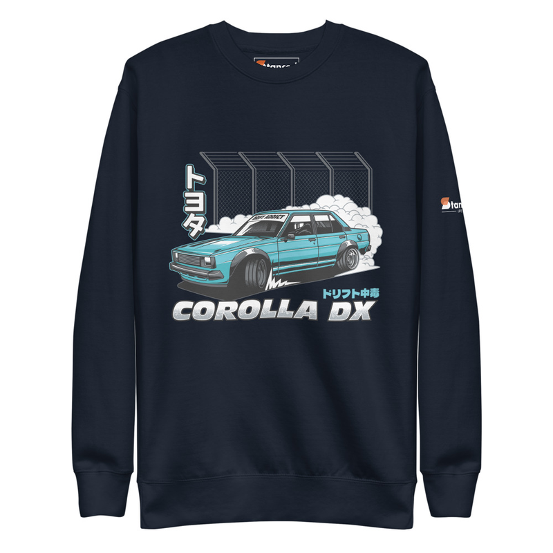 Toyota Corolla DX Drift Addict Graphic Unisex Premium Sweatshirt - Navy Blazer