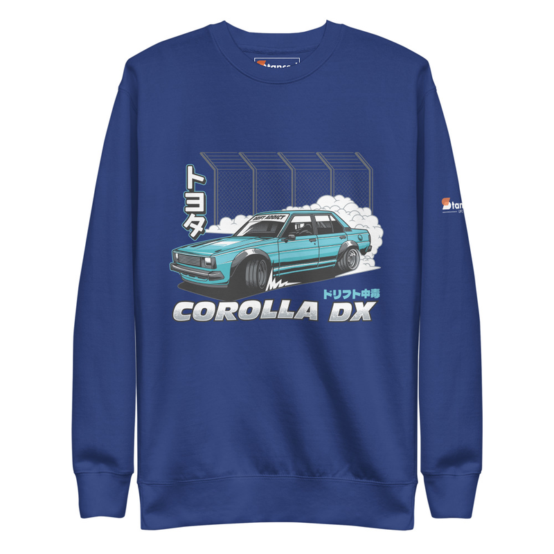Toyota Corolla DX Drift Addict Graphic Unisex Premium Sweatshirt - Team Royal