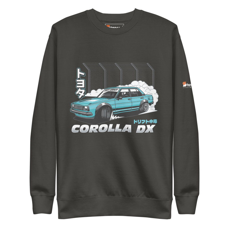 Toyota Corolla DX Drift Addict Graphic Unisex Premium Sweatshirt - Vintage Black
