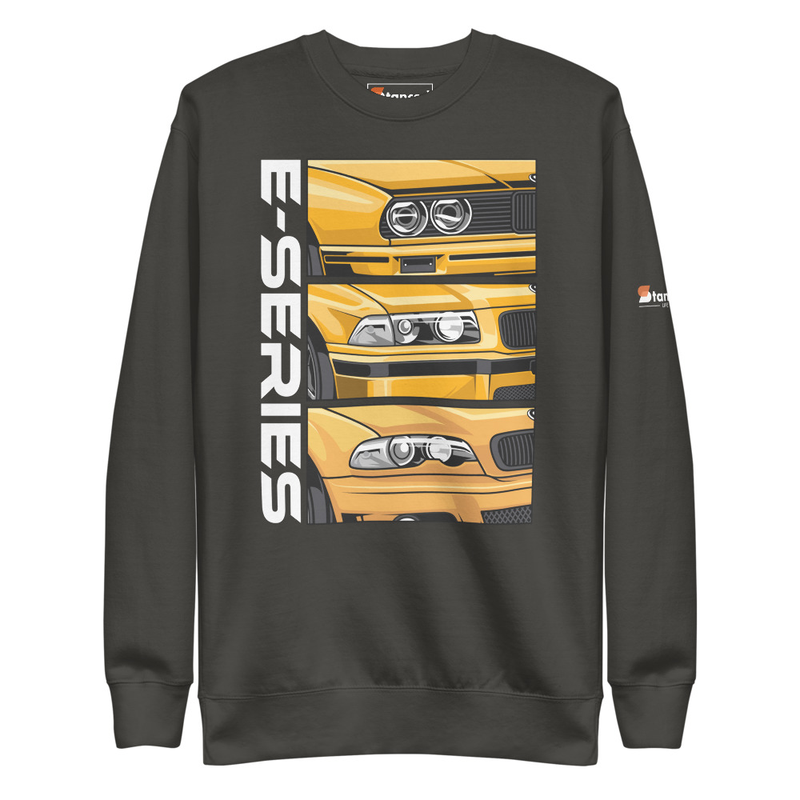 BMW E Series Generations e30 e36 e46 Graphic Unisex Premium Sweatshirt - Vintage Black